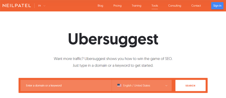 Ubersuggest is the best seo tool for finding keywords