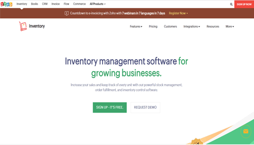 Zoho inventory management tool