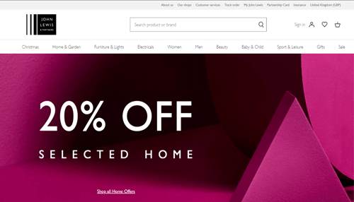 John lewis and partners is the famous online department store in the uk