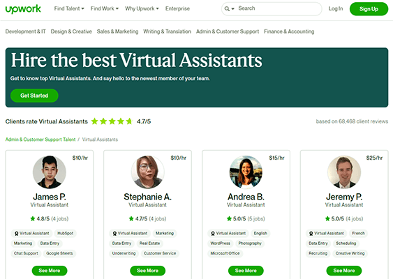 Upwork online virtual services for small businesses