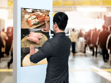 Features of desserts and sides digital signage in restaurant