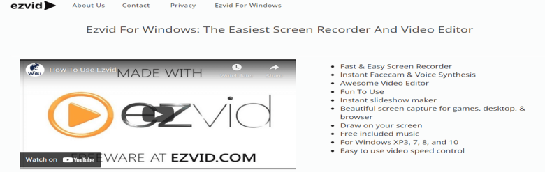 Ezvid  screen recording software