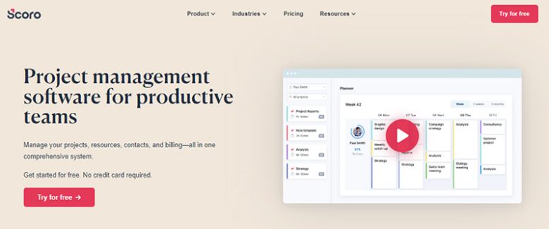 Scoro project management tool