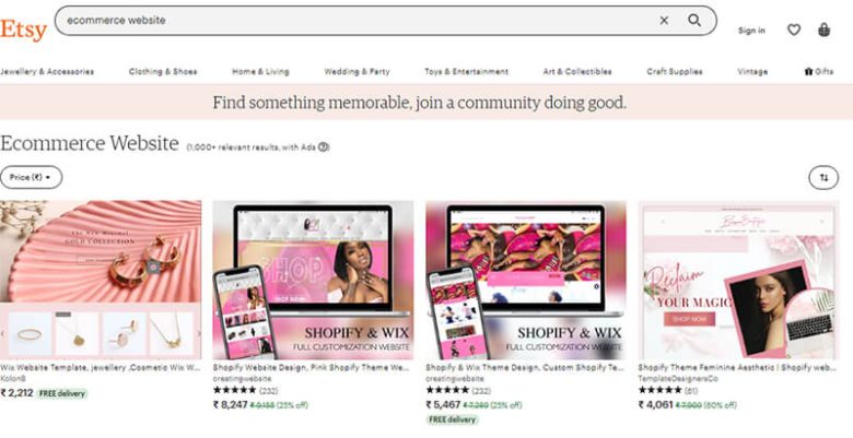Etsy ecommerce website design