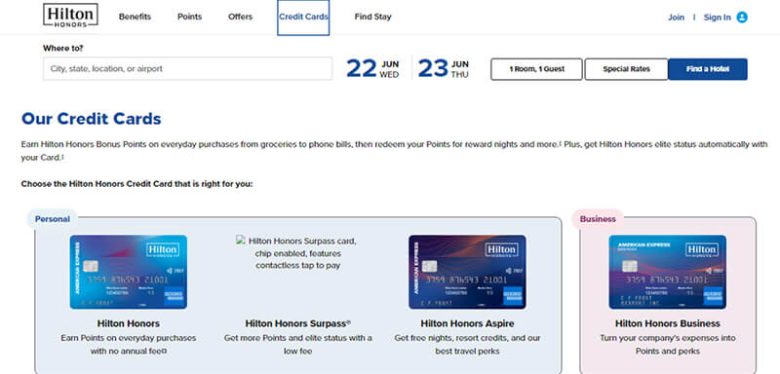 Hilton honors amex business card credit cards