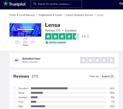 Lensa trustpilot review lensa's