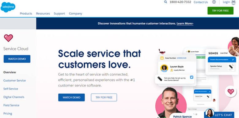 Salesforce service cloud customer service software