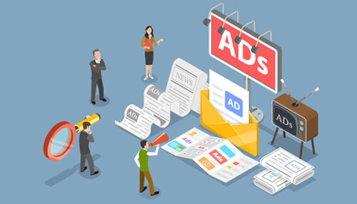 Mobile and online ads digital communication channels