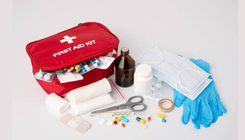 What should be in a first aid kit emergency services