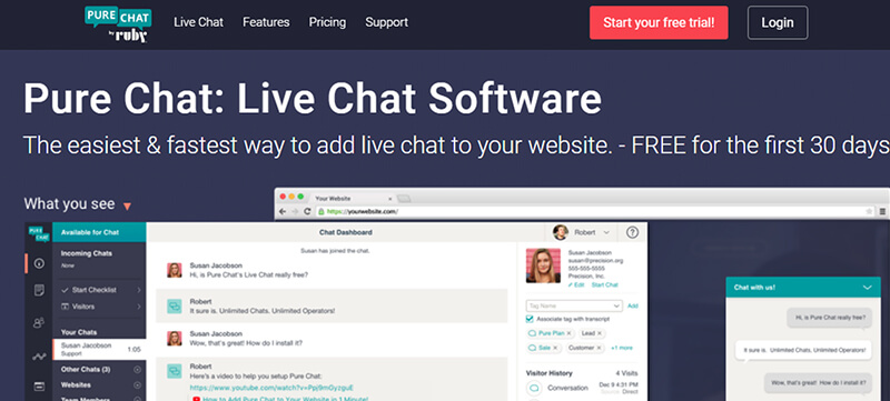 Pure chat live chat software