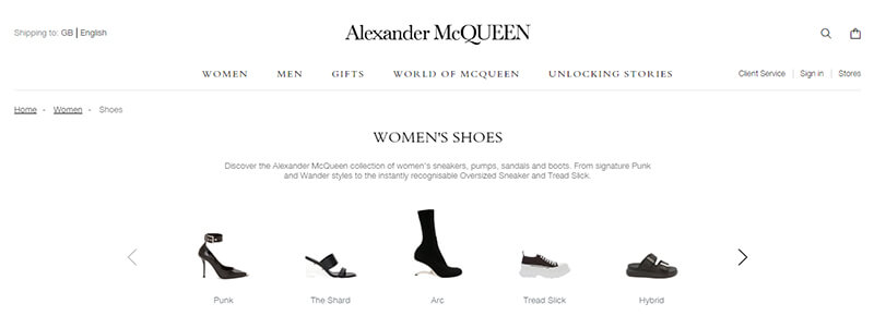 Alexander mcqueen international shoe brands