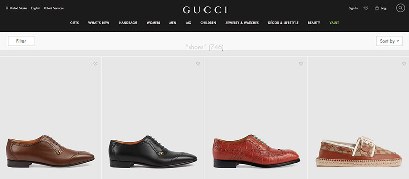 Gucci international shoe brands
