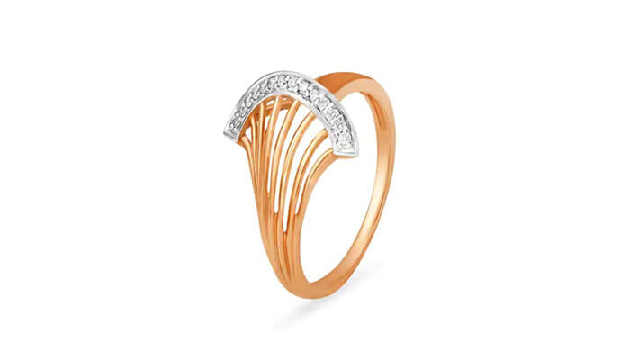 14kt rose gold finger ring with diamonds