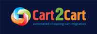 The image shows the cart2cart logo, a top service for automated shopping cart migration.