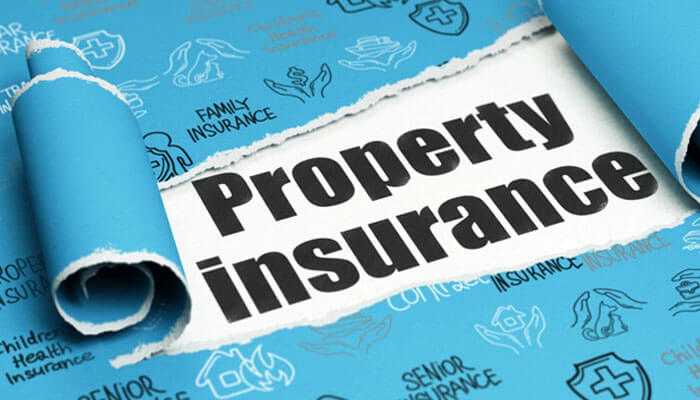 The paper reveals property insurance, symbolizing protecting investment properties and icons for various insurance types.