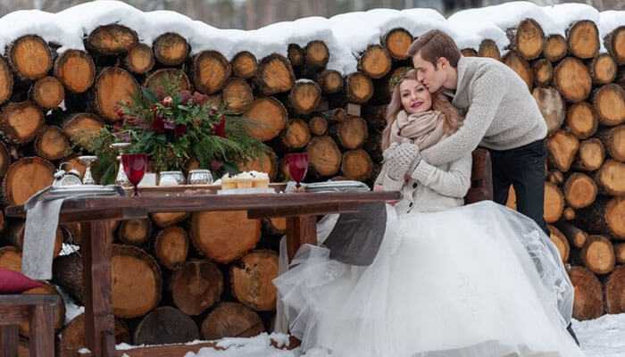 Rustic log cabin wedding