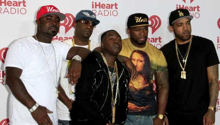 50 cent net worth: 50 cent and the members of g-unit during an iheartradio event, flexing their legendary group and style.