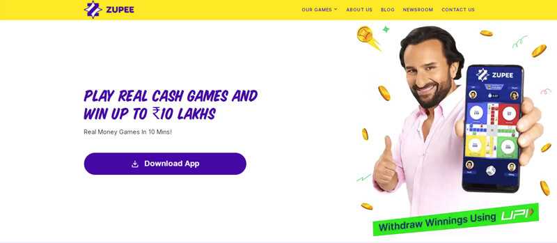 Zupee ludo app showcasing real cash games, offering players a chance to win up to ₹10 lakhs with secure upi withdrawals and fast gameplay options.