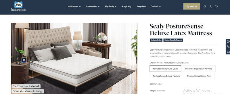 Sealy posturesense deluxe latex mattress