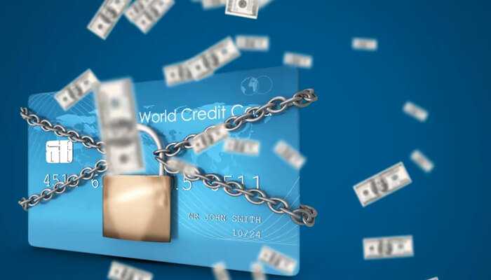 Credit card secured with a lock and chain, symbolizing smart credit usage as one of the ways to save money.