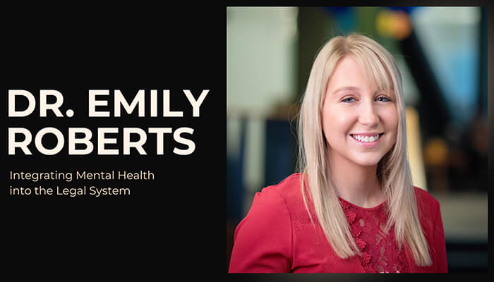 Dr. Emily roberts, expert in integrating mental health into the legal system, smiling in a professional headshot.